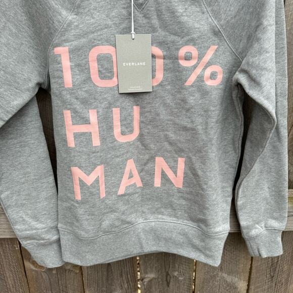 Everlane Sweatshirt 100% Human Pullover Crew Neck Gray XXXS NWT Sustainable - Picture 4 of 8